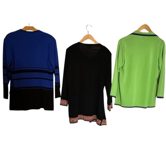 VTG Misook Lot of 3 Knit Green Blue Black Cardigan Jackets Career Travel Large - Picture 2 of 16